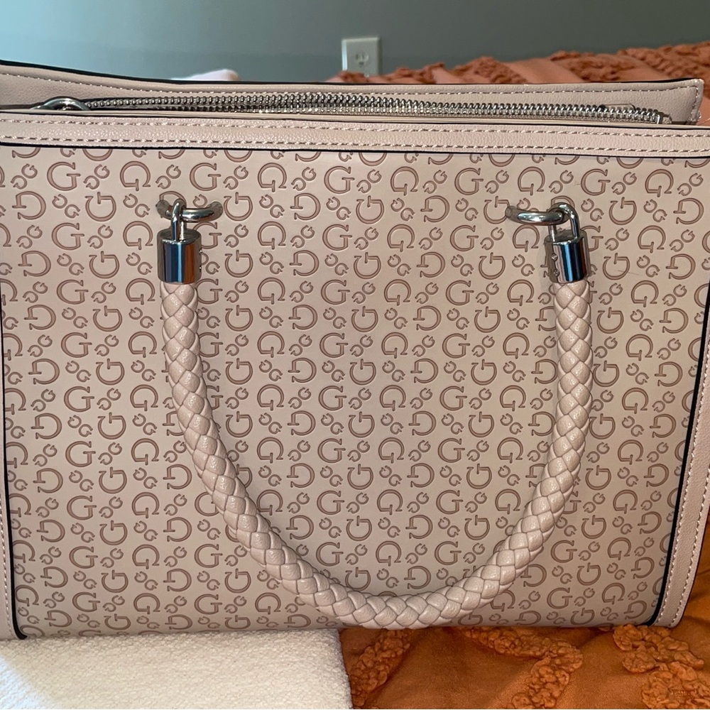 Guess Light Brown Monogram Tote - image 6